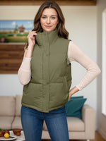 Pocketed Zip Up Vest Coat