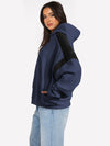 Contrast Dropped Shoulder Long Sleeve Hoodie