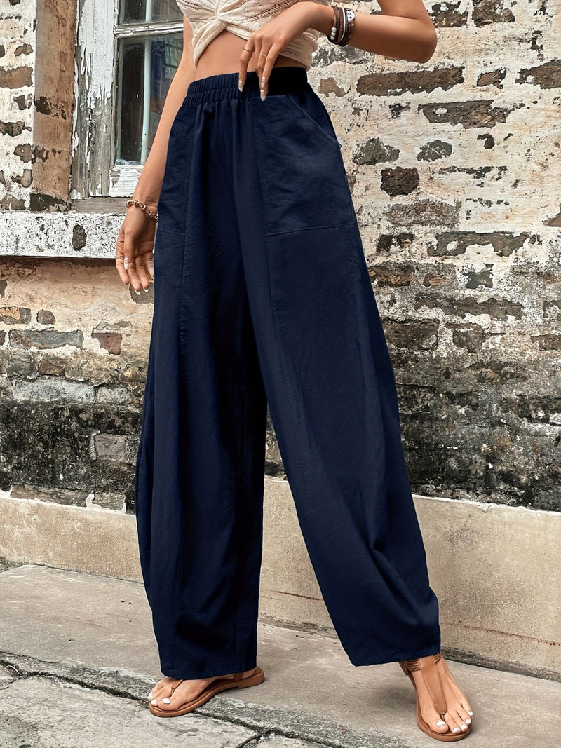 Elastic Waist Pants with Pockets