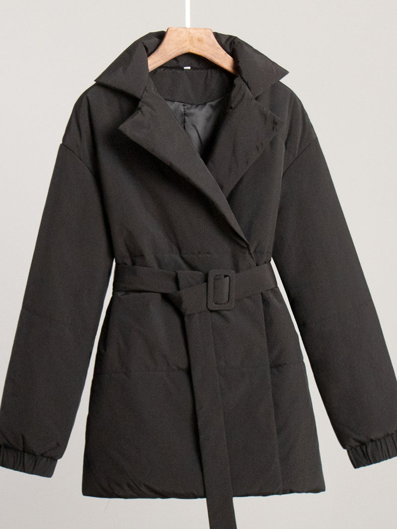 Puffer Long Sleeve Winter Coat with Belt