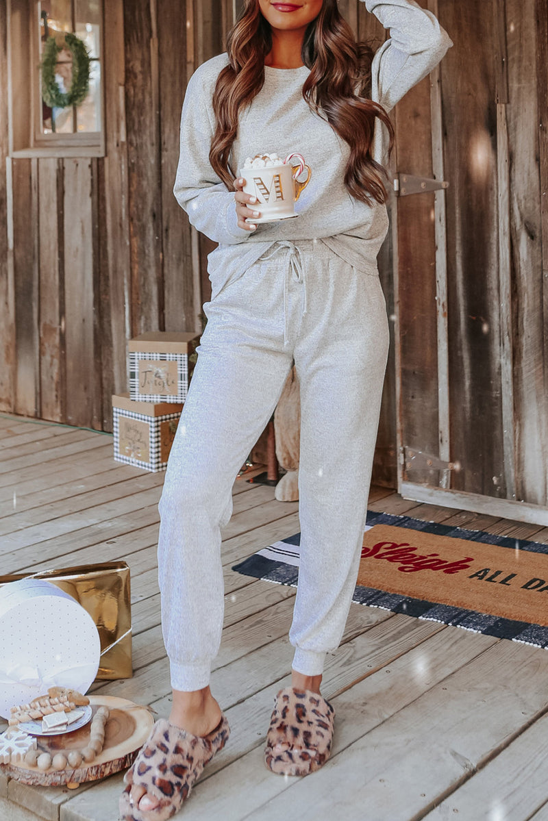 Grey Long Sleeve Pullover & Jogger Pants Loungewear Set