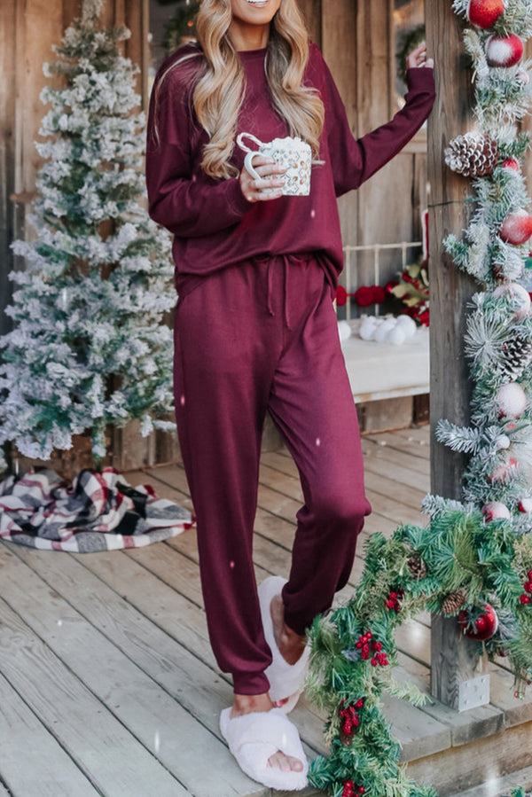 Grey Long Sleeve Pullover & Jogger Pants Loungewear Set