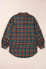 Plaid Collared Neck Long Sleeve Shirt