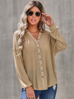 Collared Neck Button Down Long Sleeve Shirt