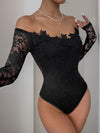 Perfee Lace Off-Shoulder Long Sleeve Bodysuit