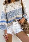 Contrast Round Neck Long Sleeve Sweater