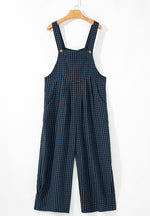 Plaid Wide Strap Wide Leg Overalls