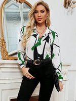 Printed Collared Neck Long Sleeve Shirt