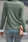 Lace Detail Round Neck Long Sleeve T-Shirt