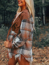 Plaid Collared Neck Button Up Shacket