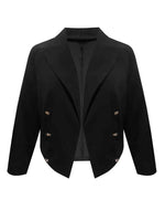 Plus Size Buttoned Lapel Collar Long Sleeve Blazer