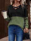 Two-Tone Crisscross Detail Sweatshirt