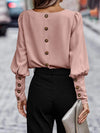 Round Neck Lantern Sleeve Blouse